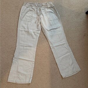 Roxy Light Beige Drawstring Smocked Waist Pants